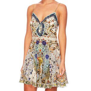 Camilla S SMALL Silk Tie Waist Butterfly Effect Embellished Sequin Dress Festiva